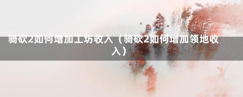 骑砍2如何增加工坊收入(骑砍2如何增加领地收入)