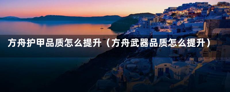 方舟护甲品质怎么提升（方舟武器品质怎么提升）