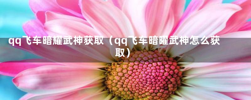 qq飞车暗耀武神获取（qq飞车暗曜武神怎么获取）