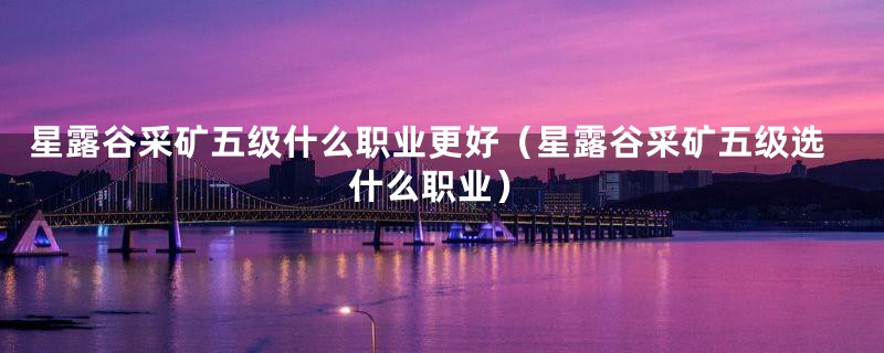 星露谷采矿五级什么职业更好(星露谷采矿五级选什么职业)