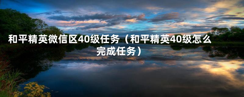 和平精英微信区40级任务（和平精英40级怎么完成任务）