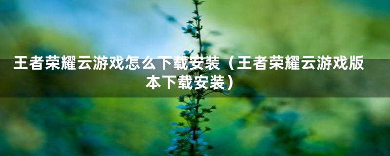 王者荣耀云游戏怎么下载安装(王者荣耀云游戏版本下载安装)