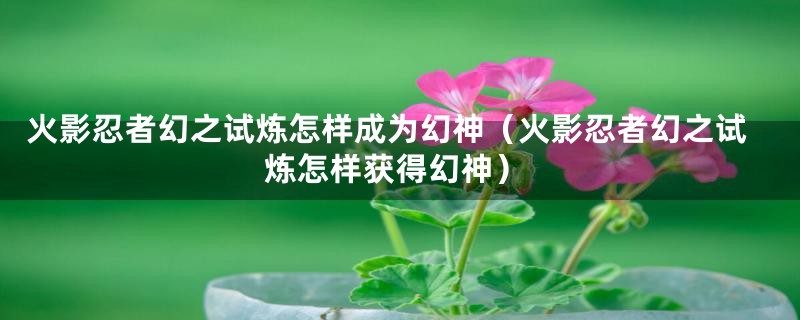 火影忍者幻之试炼怎样成为幻神（火影忍者幻之试炼怎样获得幻神）