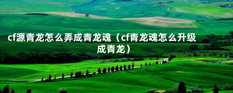 cf源青龙怎么弄成青龙魂(cf青龙魂怎么升级成青龙)