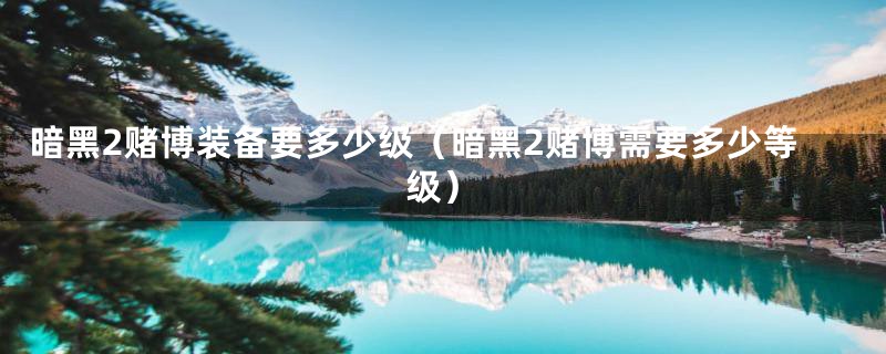 暗黑2赌博装备要多少级（暗黑2赌博需要多少等级）