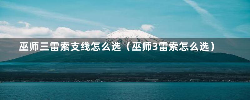 巫师三雷索支线怎么选（巫师3雷索怎么选）