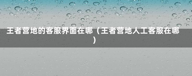 王者营地的客服界面在哪（王者营地人工客服在哪）