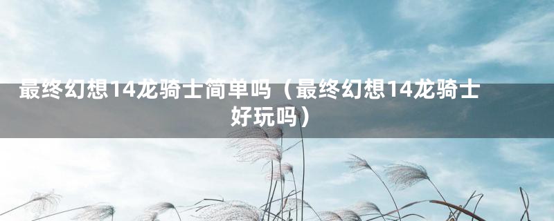 最终幻想14龙骑士简单吗（最终幻想14龙骑士好玩吗）