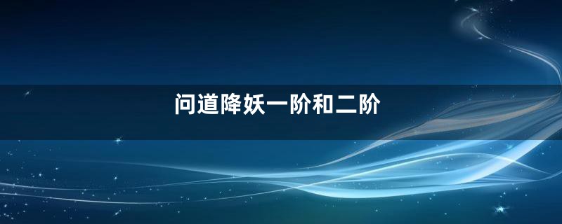 问道降妖一阶和二阶