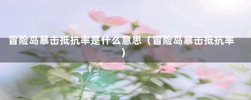冒险岛暴击抵抗率是什么意思(冒险岛暴击抵抗率)