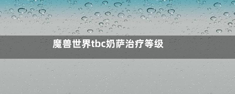 魔兽世界tbc奶萨治疗等级