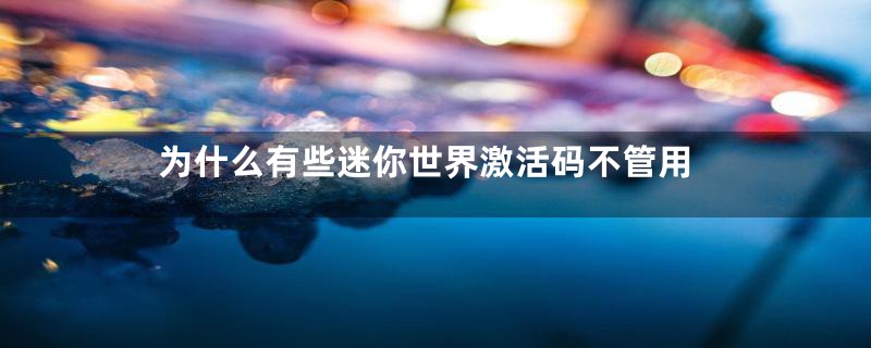 为什么有些迷你世界激活码不管用