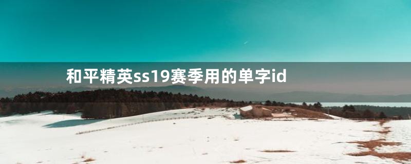 和平精英ss19赛季用的单字id