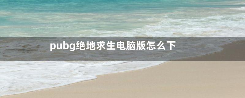 pubg绝地求生电脑版怎么下