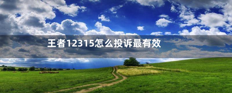 王者12315怎么投诉最有效