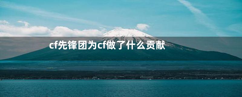 cf先锋团为cf做了什么贡献