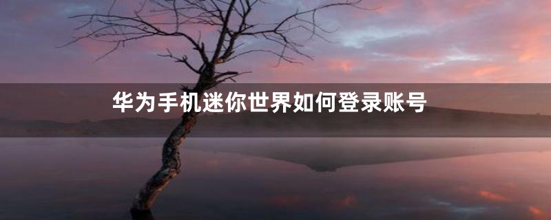 华为手机迷你世界如何登录账号