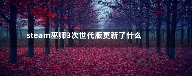 steam巫师3次世代版更新了什么