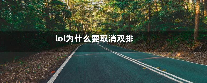 lol为什么要取消双排