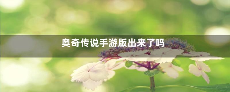 奥奇传说手游版出来了吗