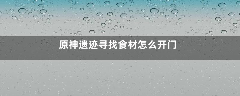 原神遗迹寻找食材怎么开门