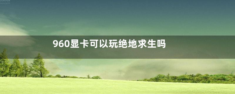 960显卡可以玩绝地求生吗