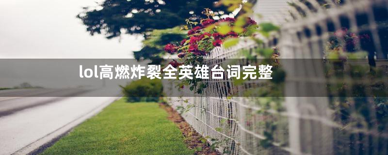 lol高燃炸裂全英雄台词完整