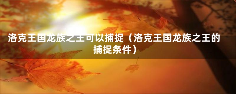 洛克王国龙族之王可以捕捉(洛克王国龙族之王的捕捉条件)