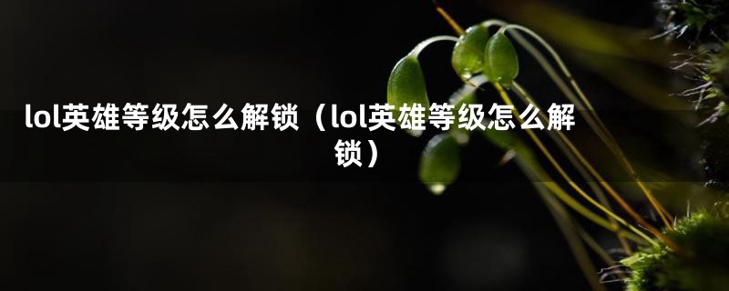 lol英雄等级怎么解锁（lol英雄等级怎么解锁）