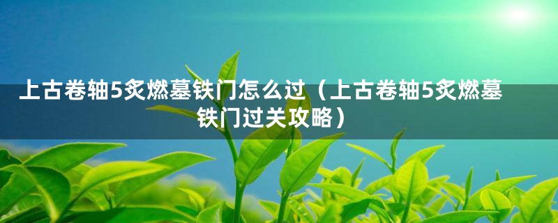 上古卷轴5炙燃墓铁门怎么过(上古卷轴5炙燃墓铁门过关攻略)