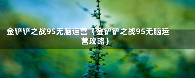 金铲铲之战95无脑运营（金铲铲之战95无脑运营攻略）