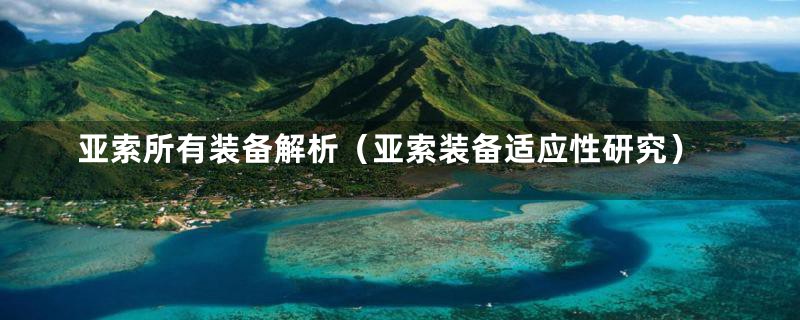 亚索所有装备解析(亚索装备适应性研究)
