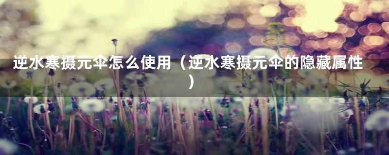 逆水寒摄元伞怎么使用（逆水寒摄元伞的隐藏属性）