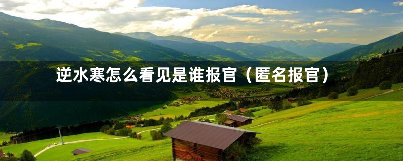 逆水寒怎么看见是谁报官(匿名报官)