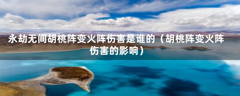 永劫无间胡桃阵变火阵伤害是谁的(胡桃阵变火阵伤害的影响)