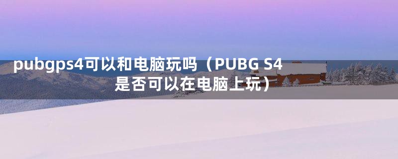 pubgps4可以和电脑玩吗(PUBG S4是否可以在电脑上玩)
