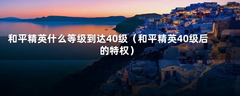 和平精英什么等级到达40级(和平精英40级后的特权)