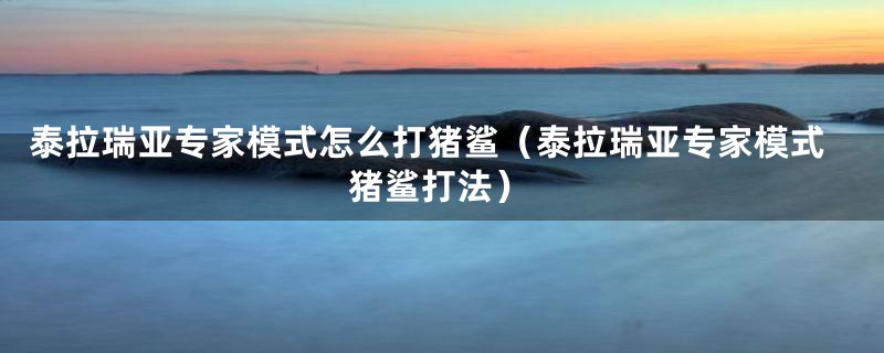 泰拉瑞亚专家模式怎么打猪鲨(泰拉瑞亚专家模式猪鲨打法)