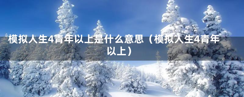 模拟人生4青年以上是什么意思(模拟人生4青年以上)