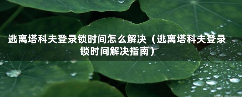 逃离塔科夫登录锁时间怎么解决（逃离塔科夫登录锁时间解决指南）
