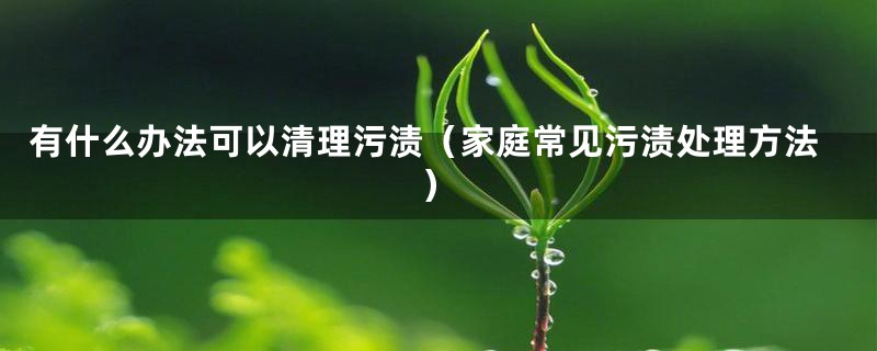 有什么办法可以清理污渍(家庭常见污渍处理方法)