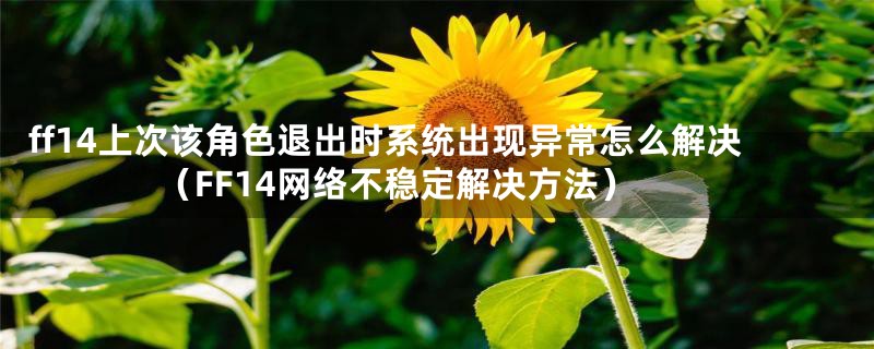 ff14上次该角色退出时系统出现异常怎么解决(FF14网络不稳定解决方法)