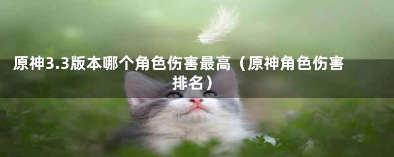 原神3.3版本哪个角色伤害最高（原神角色伤害排名）