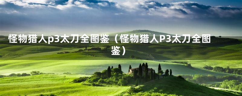 怪物猎人p3太刀全图鉴(怪物猎人P3太刀全图鉴)
