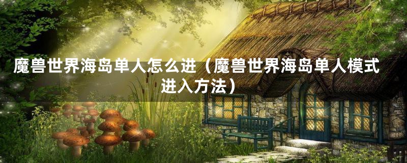 魔兽世界海岛单人怎么进（魔兽世界海岛单人模式进入方法）