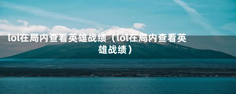 lol在局内查看英雄战绩(lol在局内查看英雄战绩)