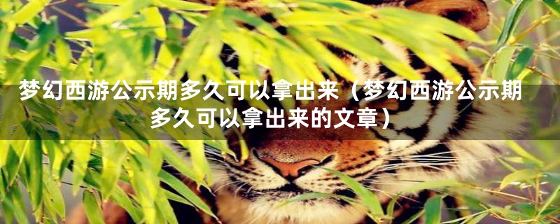 梦幻西游公示期多久可以拿出来（梦幻西游公示期多久可以拿出来的文章）