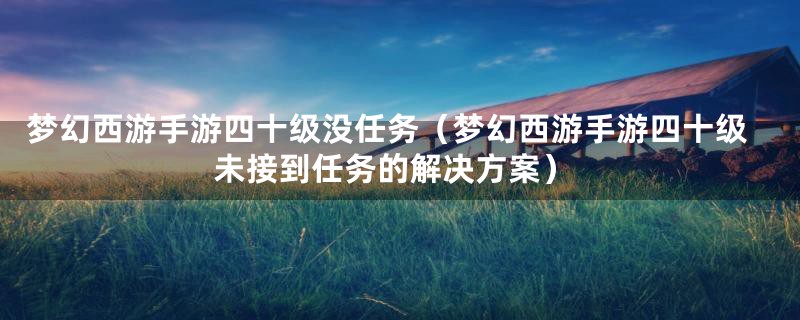 梦幻西游手游四十级没任务(梦幻西游手游四十级未接到任务的解决方案)