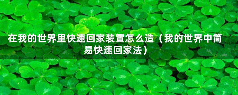在我的世界里快速回家装置怎么造(我的世界中简易快速回家法)