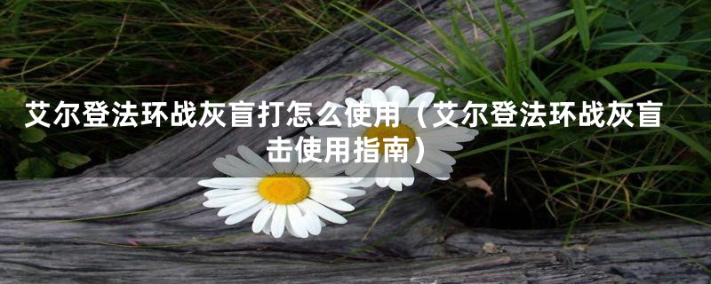 艾尔登法环战灰盲打怎么使用(艾尔登法环战灰盲击使用指南)